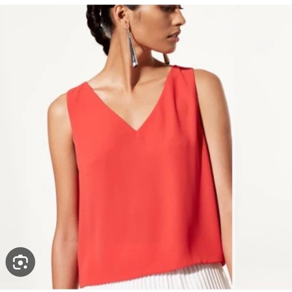Babaton Tops - Aritzia Babaton Bold Coral V-Neck Tank Top Blouse